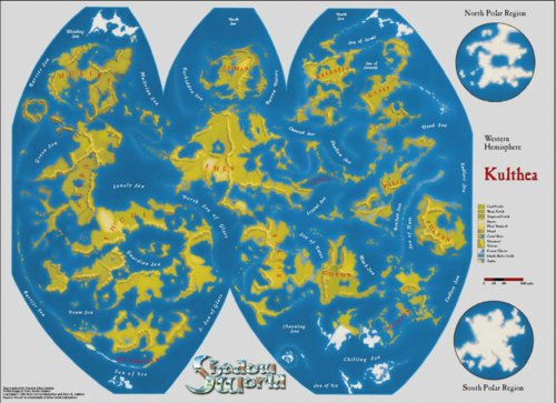 Mapa de uno de los hemisferios de Kulthea